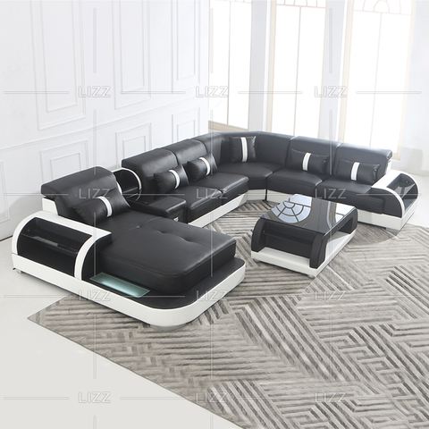 Home Divano Componibile Led in Pelle per Family Room