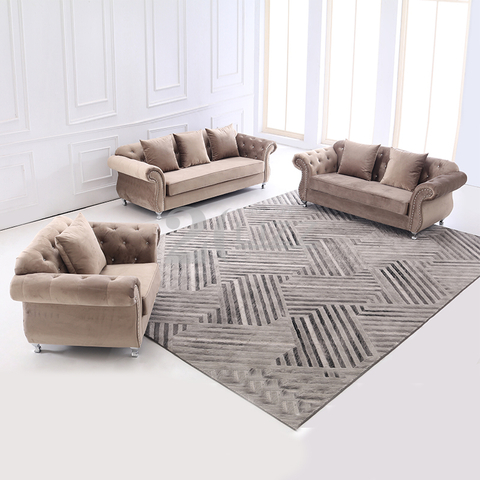 Divano moderno ed elegante in tessuto peluche