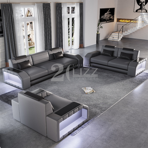 Leisure Dark Gery Led Divano Componibile con Tavolino