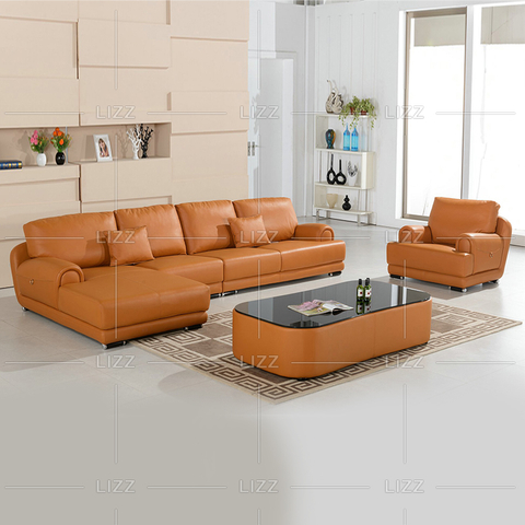 Divano in pelle avorio di design europeo da soggiorno