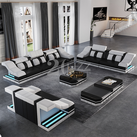 Set di divani in pelle per lounge moderna per il tempo libero