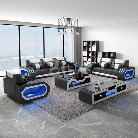 Home Divano Componibile Led in Pelle per Soggiorno