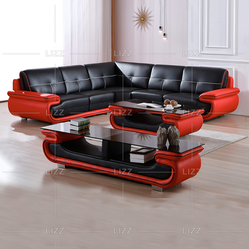 Divano da soggiorno tradizionale grande rosso e nero