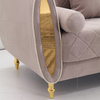 Divano in tessuto beige fiore con struttura in legno