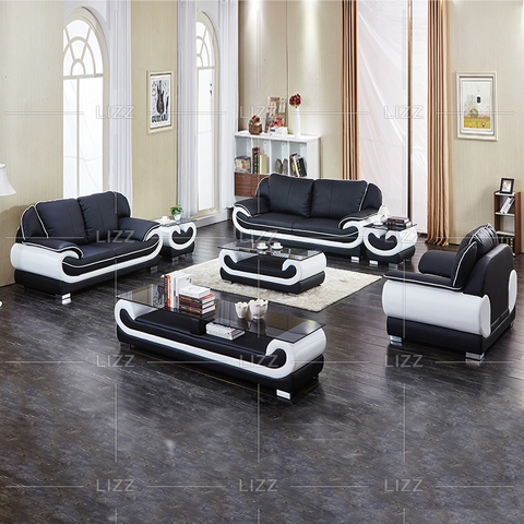Divano americano contemporaneo in pelle bianco e nero
