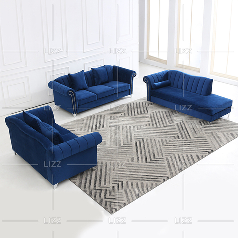 Divano moderno in tessuto trapuntato con chaise