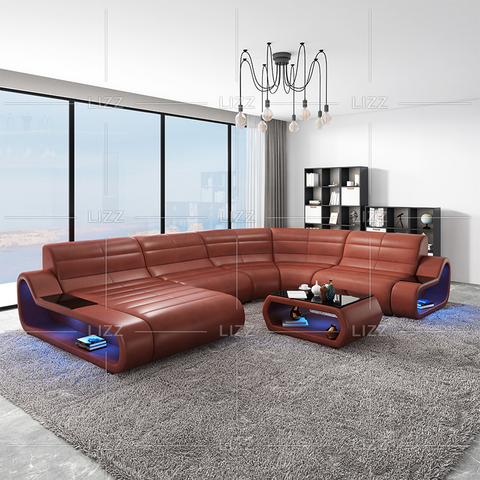 Home Divano Componibile Led Marrone Scuro per Camera Familiare